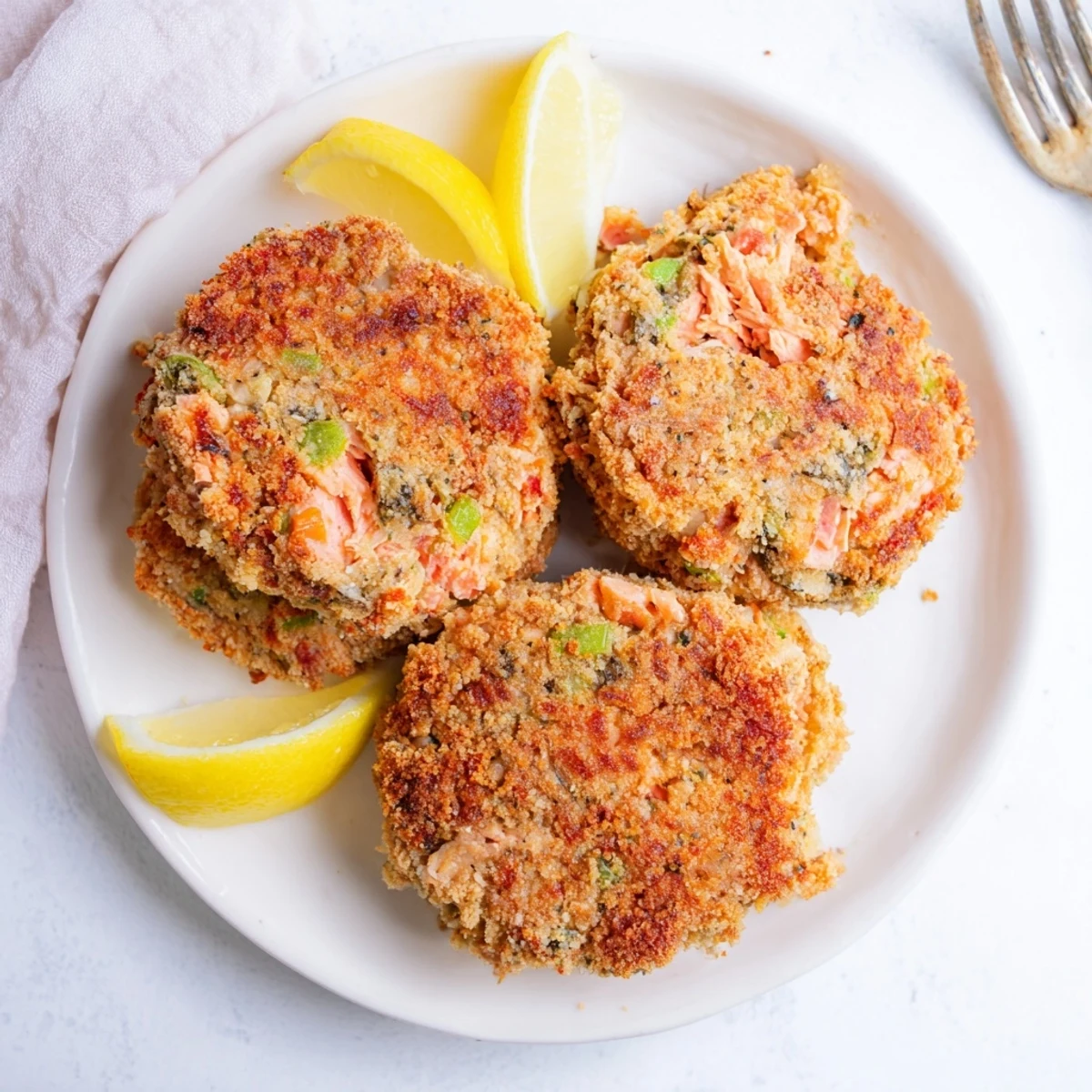 Pan-fried Southern salmon croquettes display a crunchy exterior with tender flaky salmon inside