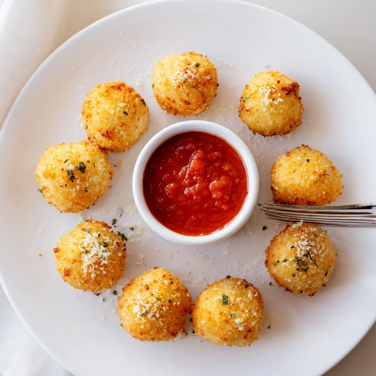Golden fried mozzarella cheese balls with crispy breadcrumb coating and melted cheese center