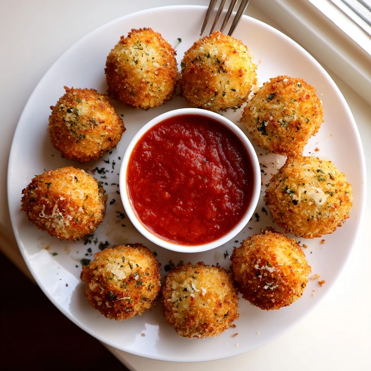 Crispy Italian appetizer of mozzarella cheese balls sprinkled with Parmesan and oregano
