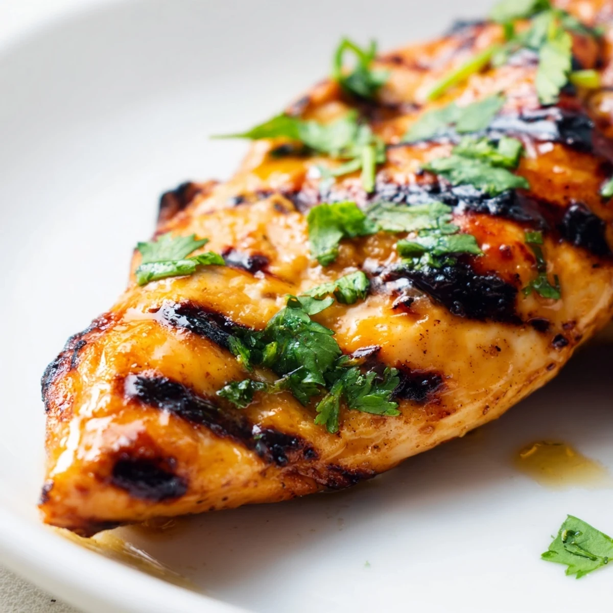 Zesty Key West grilled chicken with caramelized exterior served alongside bright green lime wedges