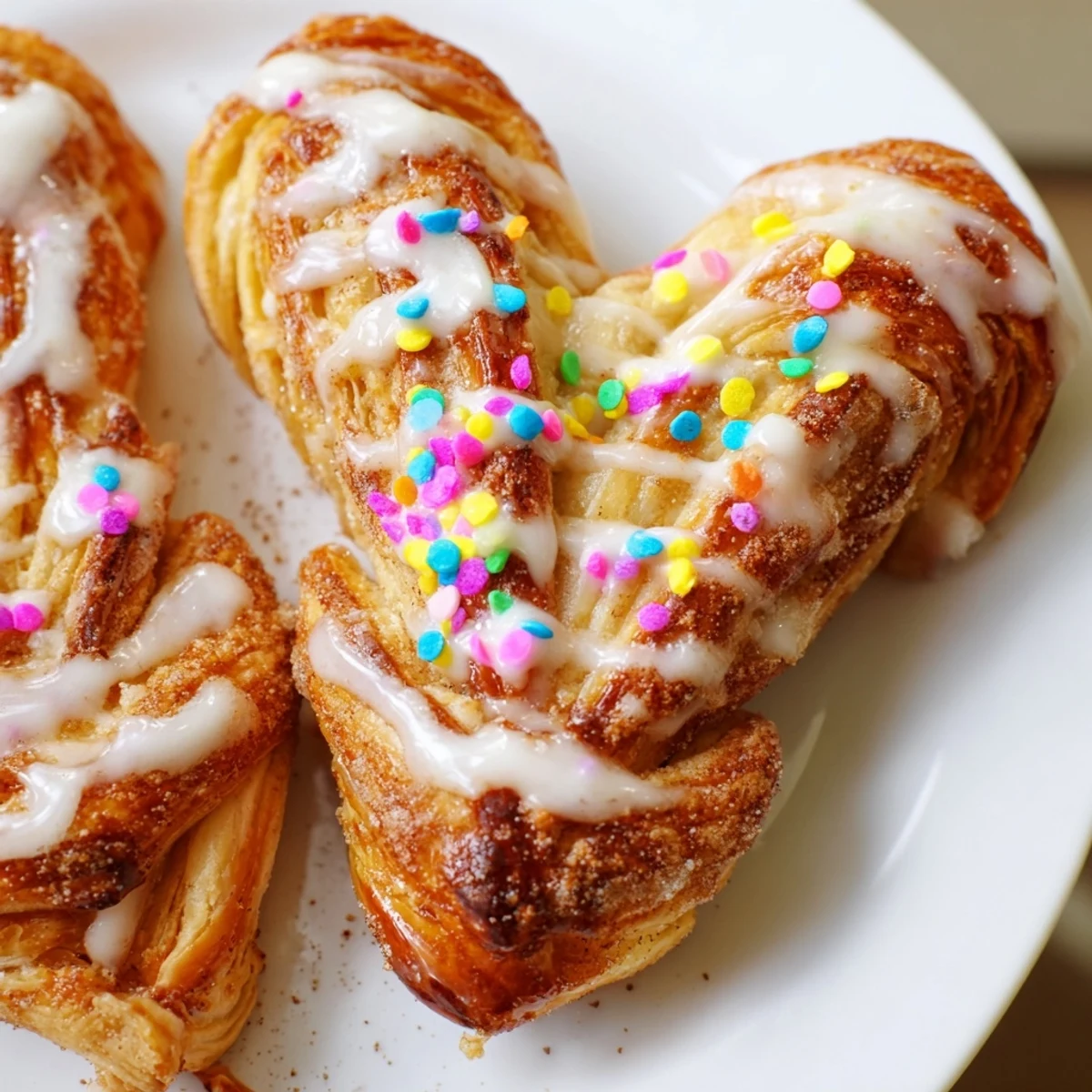 Freshly baked Easter Bunny Twists arranged on serving plate with pastel decorations for spring brunch