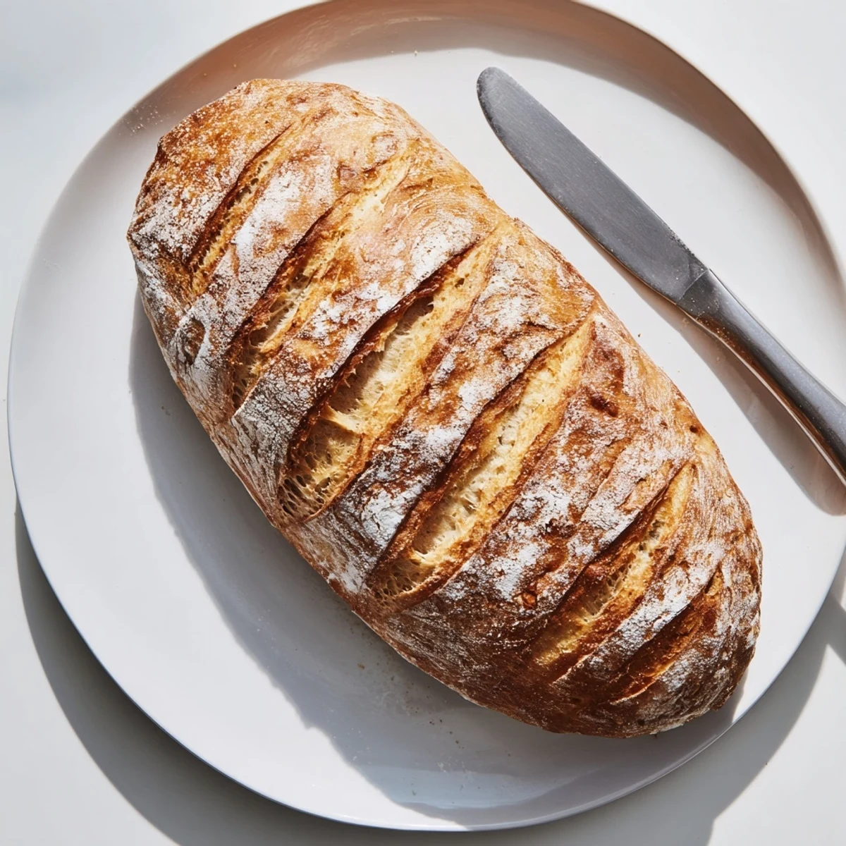 Freshly baked crusty Italian bread cooling on wire rack with golden brown textured surface