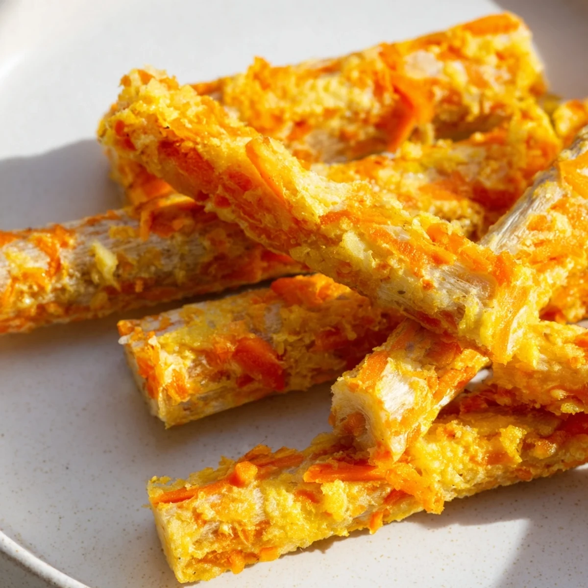 Homemade apple carrot dog chew sticks with a satisfying crunch perfect for rewarding your happy pup