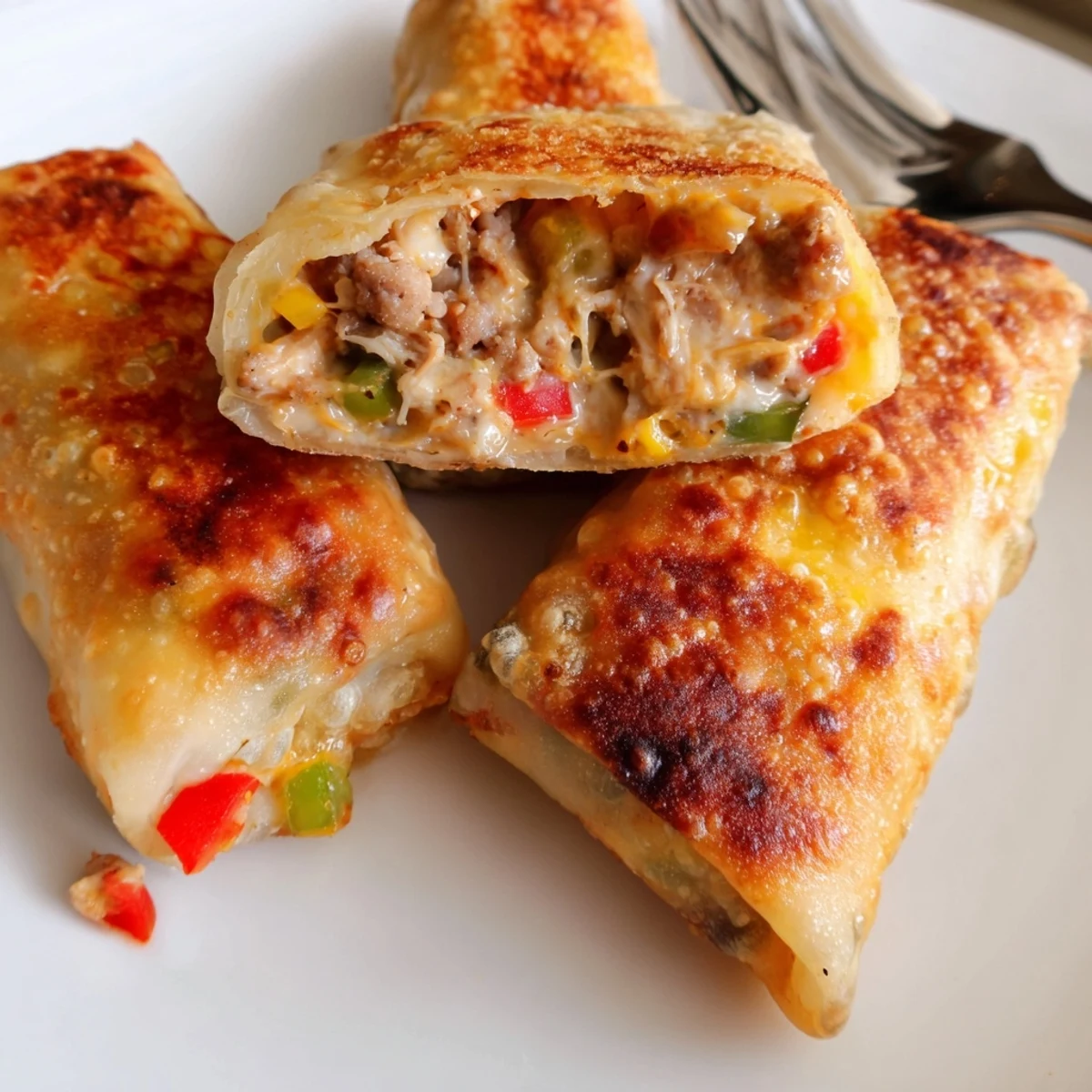 Fried voodoo egg rolls served hot alongside bright Creole mustard dipping sauce