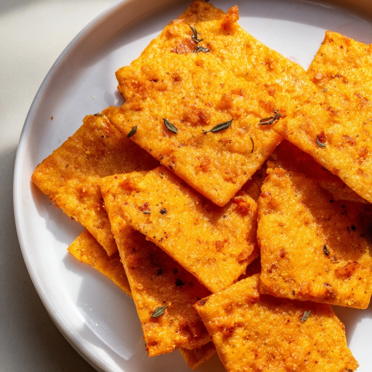 Spiced taco crackers with cornmeal, pulled fresh from the oven with crisp edges