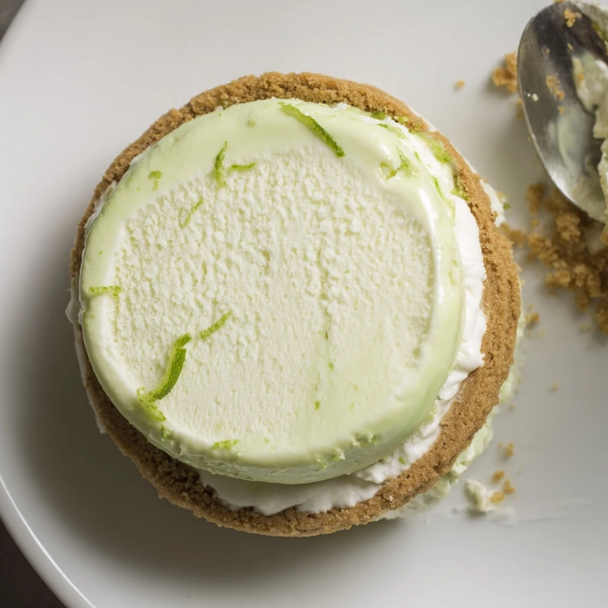 Bright Key Lime Pie Ice Cream Sandwiches served with lime zest and sea salt