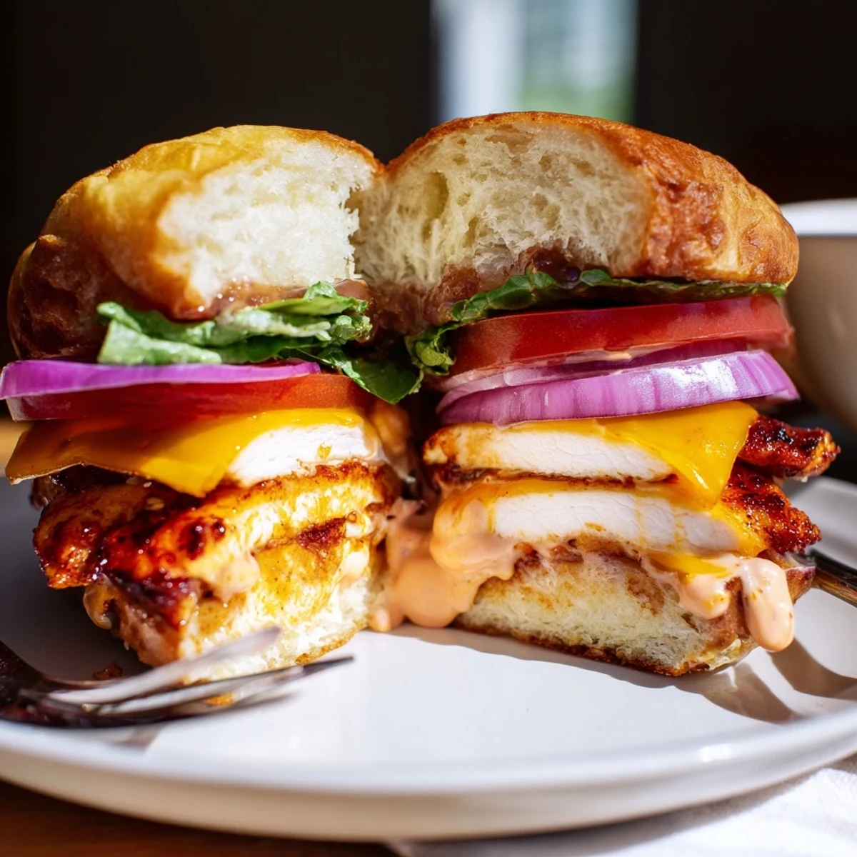 Handheld Spicy Chicken Sandwich With Creamy Sauce, smoky paprika aroma and zesty bite