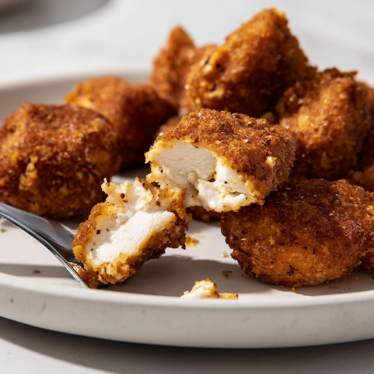 Golden brown Chicken Bites arranged for a party, handheld snack with sauces
