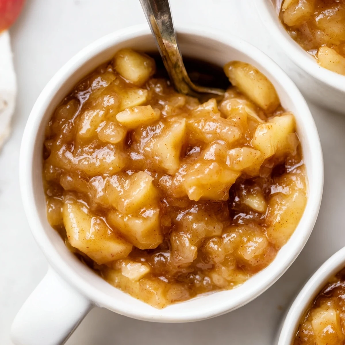 Fall Caramel Apple Jam glistening golden in jars, warm spices and apple chunks