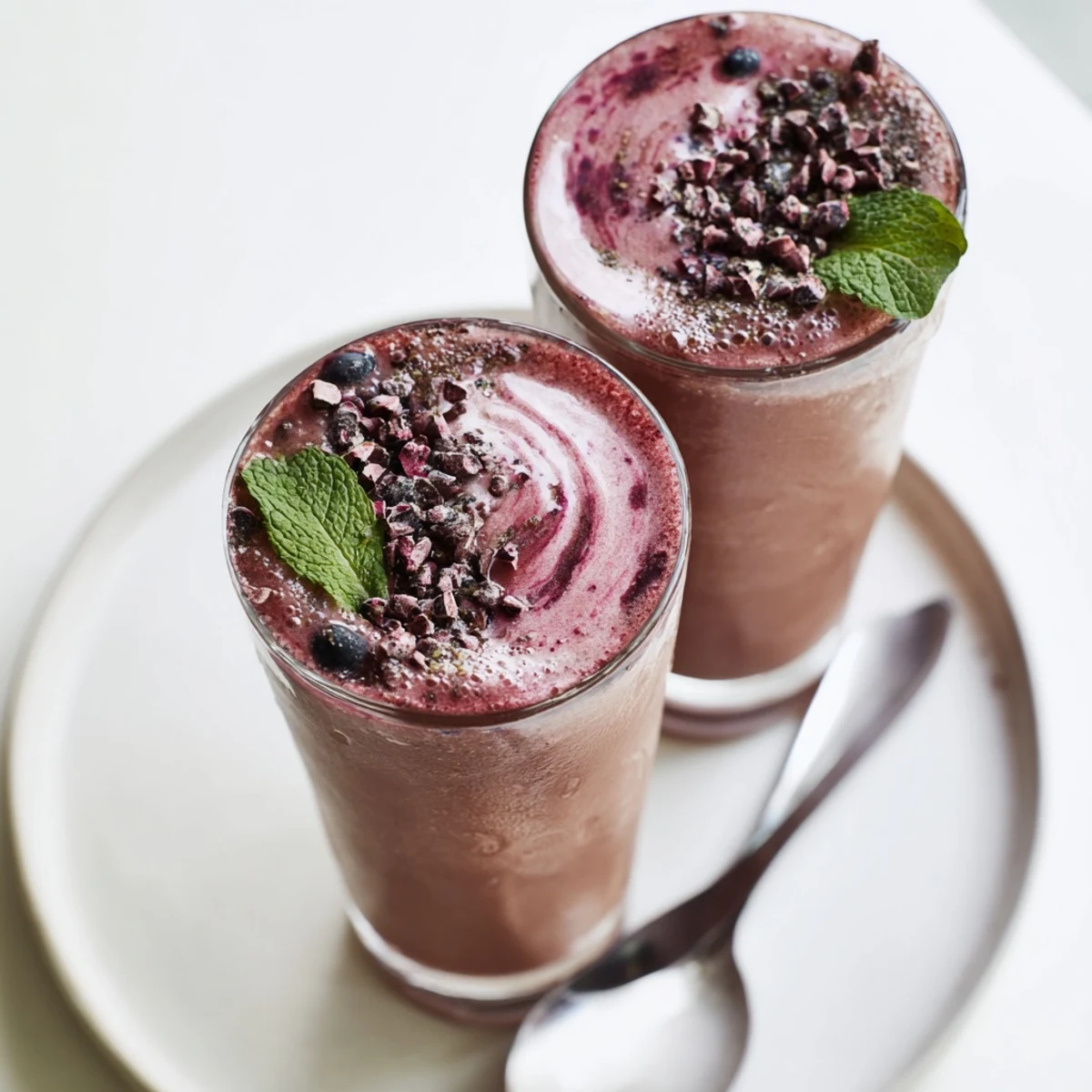 Creamy Chocolate Beet Smoothie swirled, earthy sweetness visible, served chilled