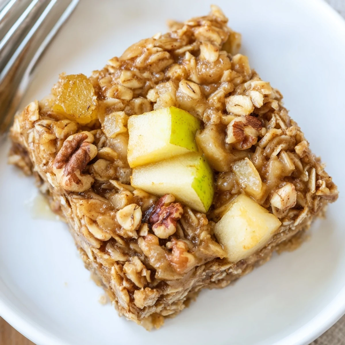 Delicious Apple Cinnamon Oatmeal Bake Recipe For Mornings with steaming golden crust