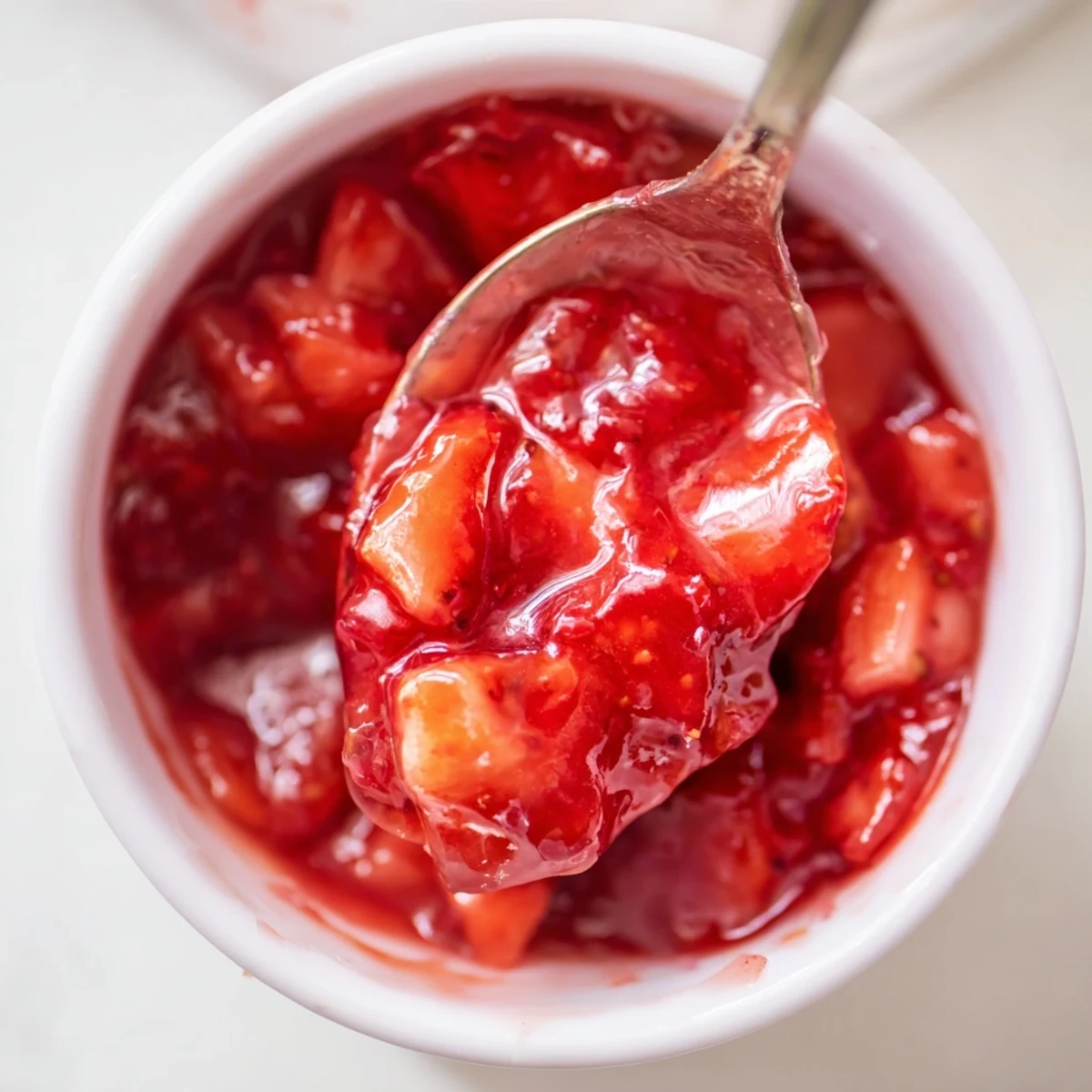 Chilled Strawberry Cake Filling Recipe glistening with soft strawberry pieces, ready to spread