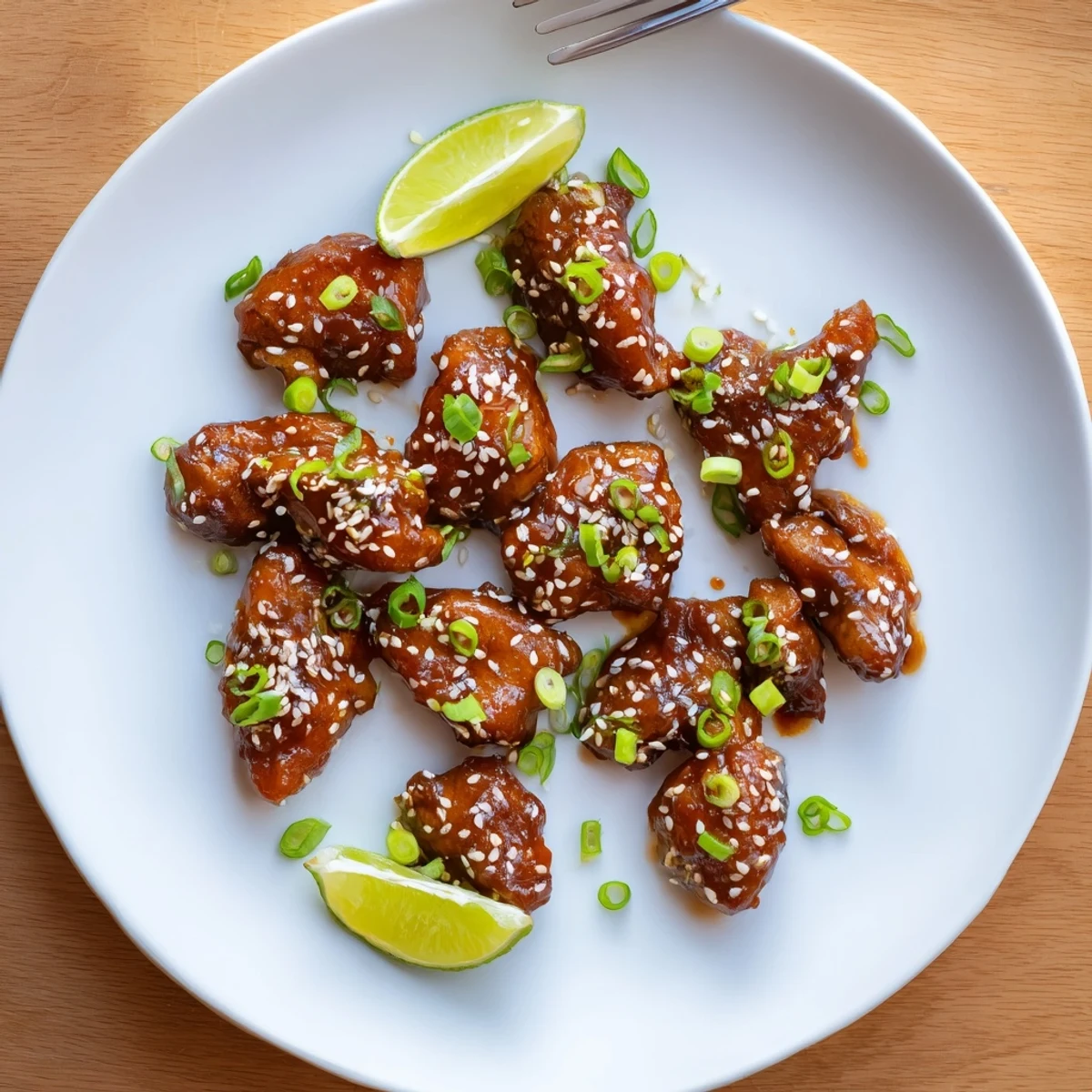 Sizzling spicy honey sriracha chicken in a wok with caramelized edges and vibrant red sauce