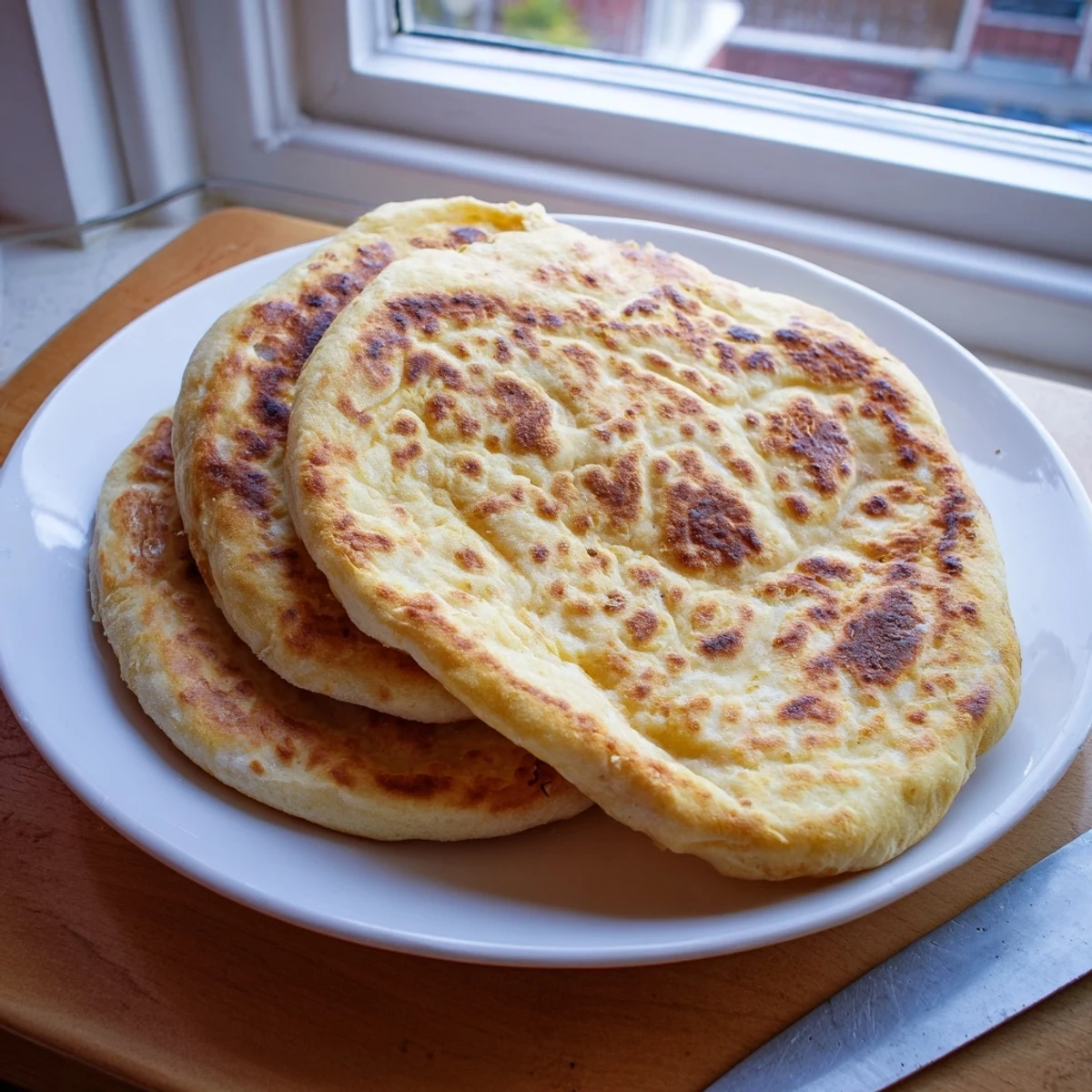 Golden Turkish Bazlama flatbread with pillowy soft texture and brushed melted butter