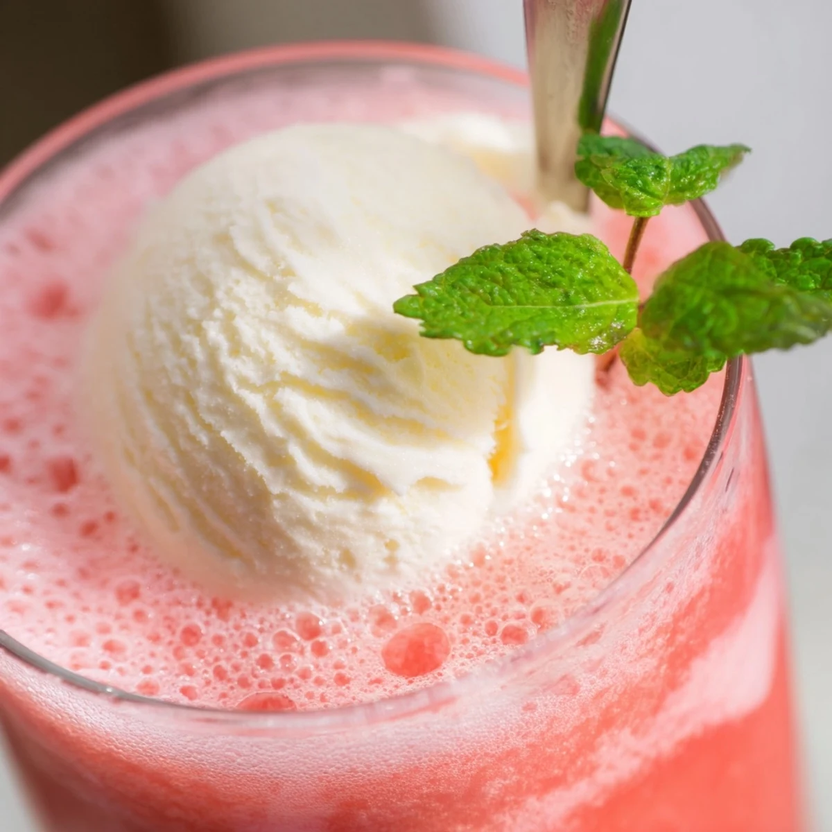Colorful Watermelon Mango Floats served with straws featuring fizzy soda blended mango and watermelon base