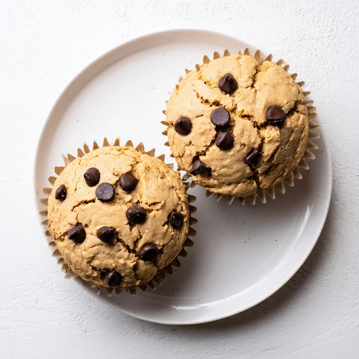 Golden peanut butter banana muffins with domed tops cooling on a wire rack