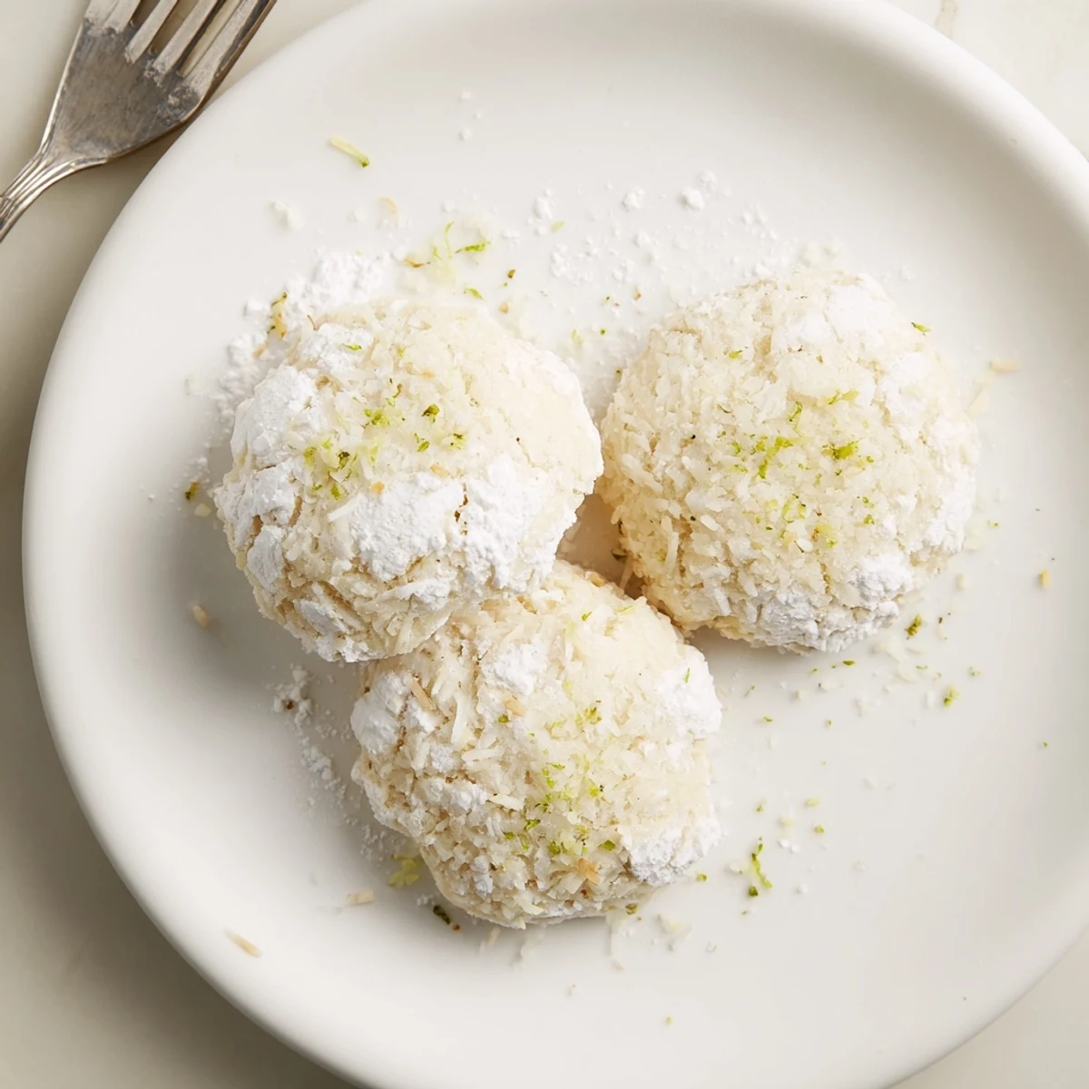 Chewy Tropical Coconut Key Lime Crinkle Cookies dusted, served with chilled lime tea