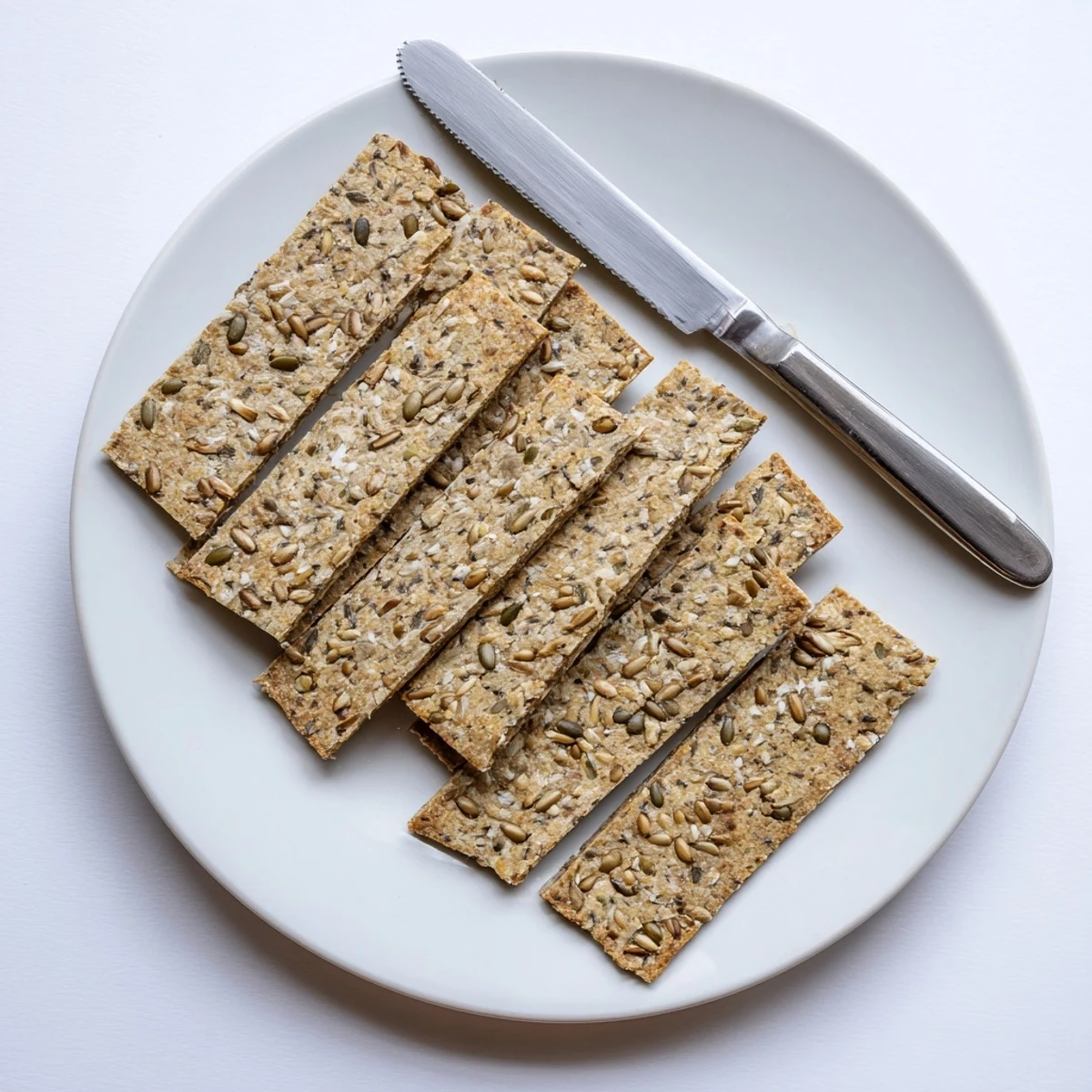 Seed Crackers crisped golden, speckled with seeds, perfect with hummus.
