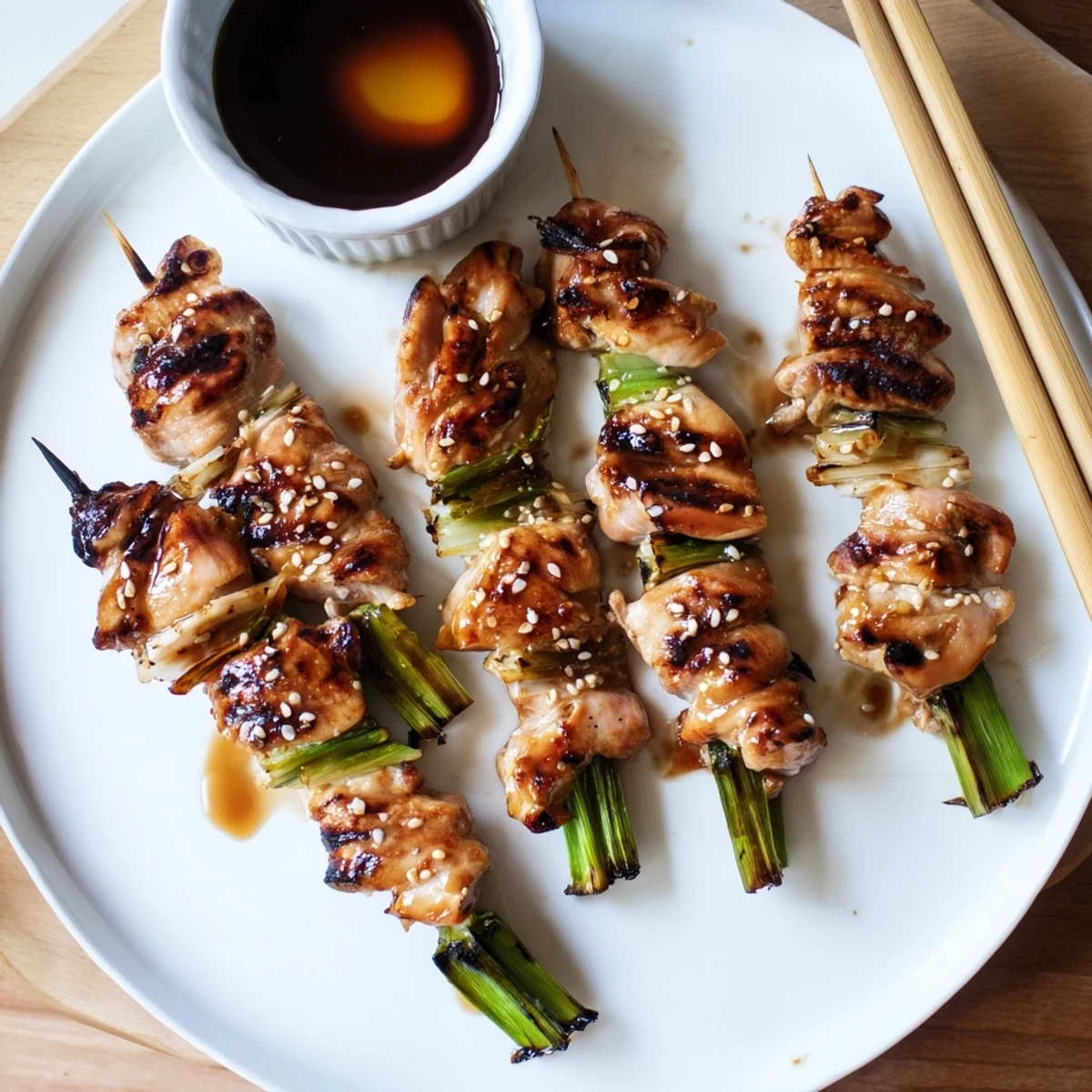 Japanese Chicken Yakitori Ultimate Recipe: glossy grilled skewers basting over hot charcoal