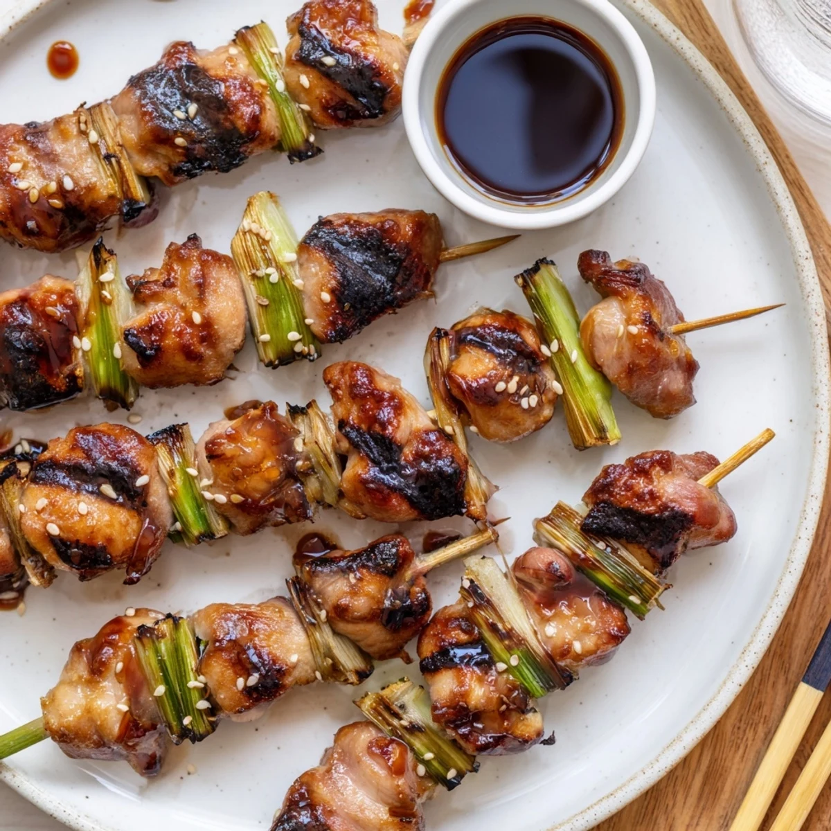 Savory, sticky Japanese Chicken Yakitori Ultimate Recipe served with steamed rice