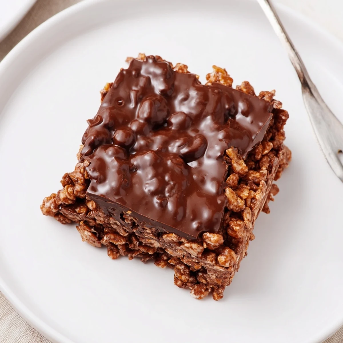 Chewy, crunchy Cornflake Chocolate Fudge Bars chilled and sliced on parchment
