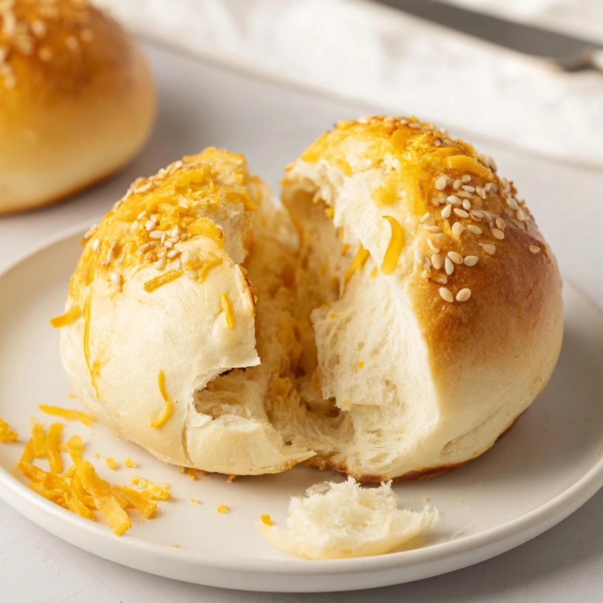 Golden, sesame-topped buns with sharp cheese - Cheddar Cheese Buns Recipe