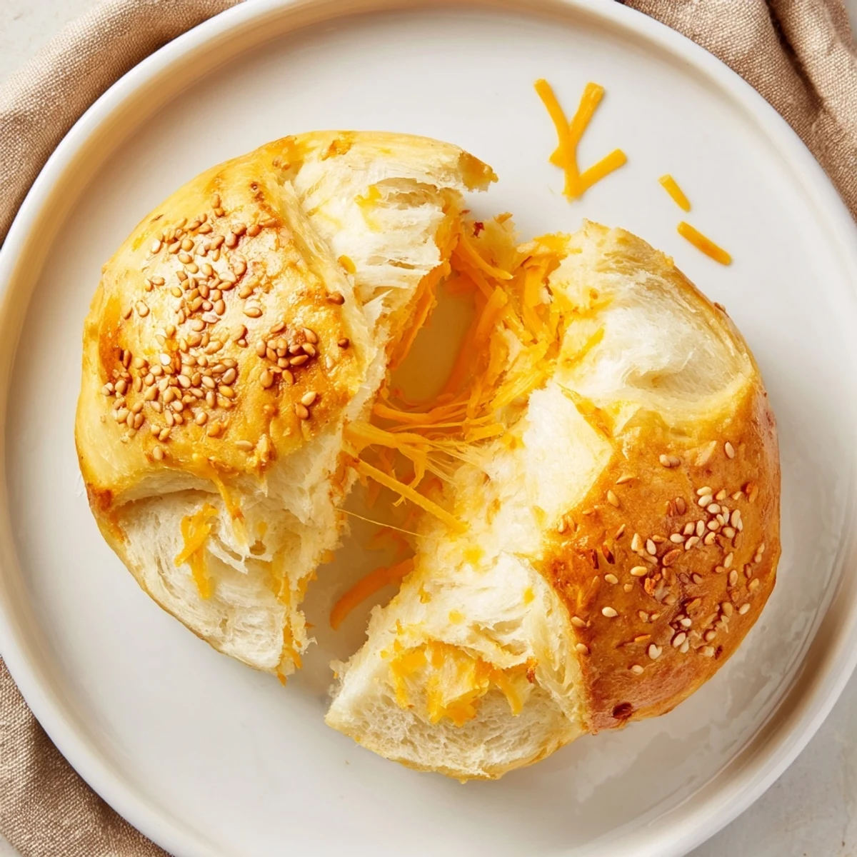 Freshly baked, pillowy Cheddar Cheese Buns Recipe cooling, perfect for sandwiches