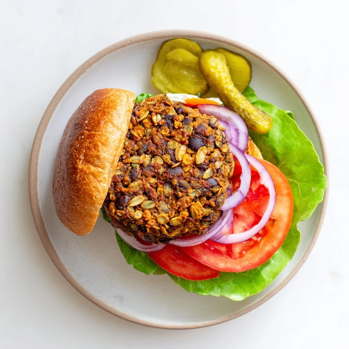 Hearty veggie burgers recipe sizzling in a skillet with colorful vegetable and bean patties