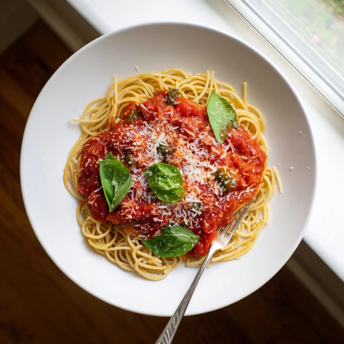 Classic Italian pasta dish featuring tender noodles coated in rich, flavorful tomato sauce