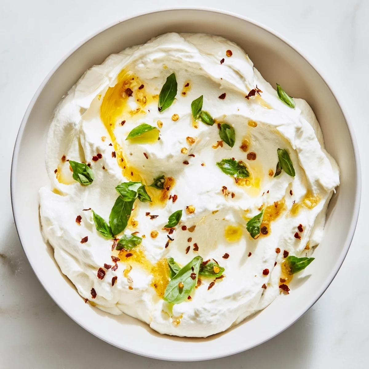 Fluffy ricotta cheese spread blended with olive oil and honey drizzled over crusty bread