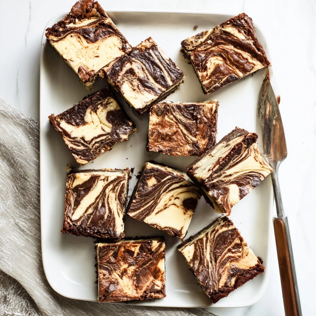 Golden sourdough cheesecake brownie bars topped with powdered sugar and fresh berries