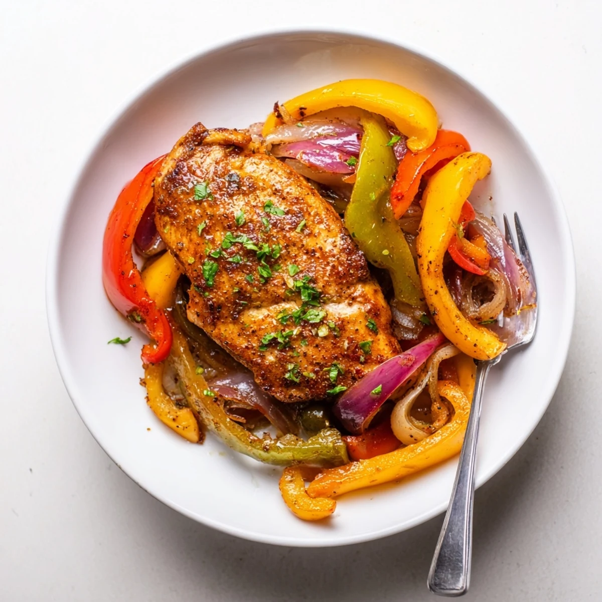 Oven-roasted One Pan Chicken And Peppers, fragrant garlic, tender juicy chicken  