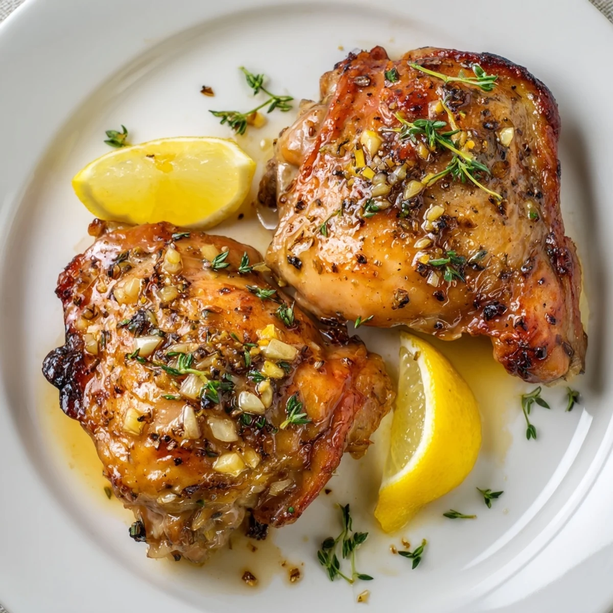 Sheet-pan Lemon Pepper Chicken Thighs with crispy skin, perfect for weeknight dinners.