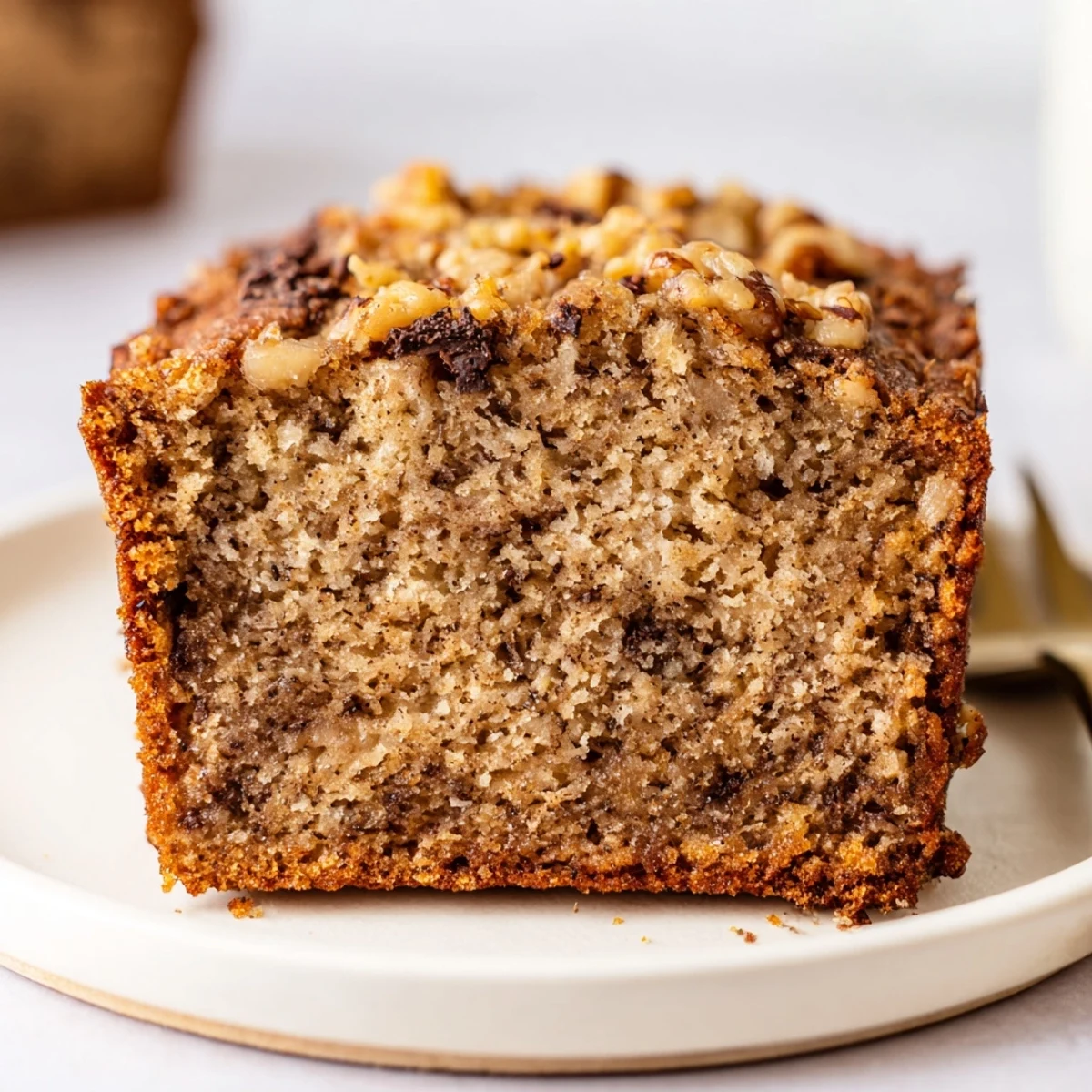 Moist Banana Cake cooling on a wire rack, golden top, banana aroma.