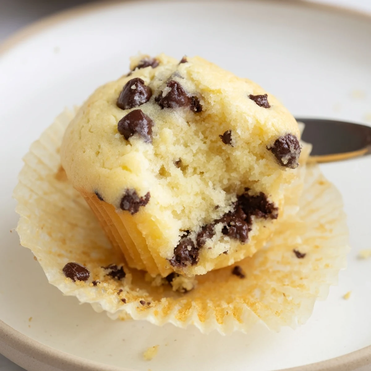 Tray of Little Bites Mini Muffins with melty chocolate chips, warm and pillowy