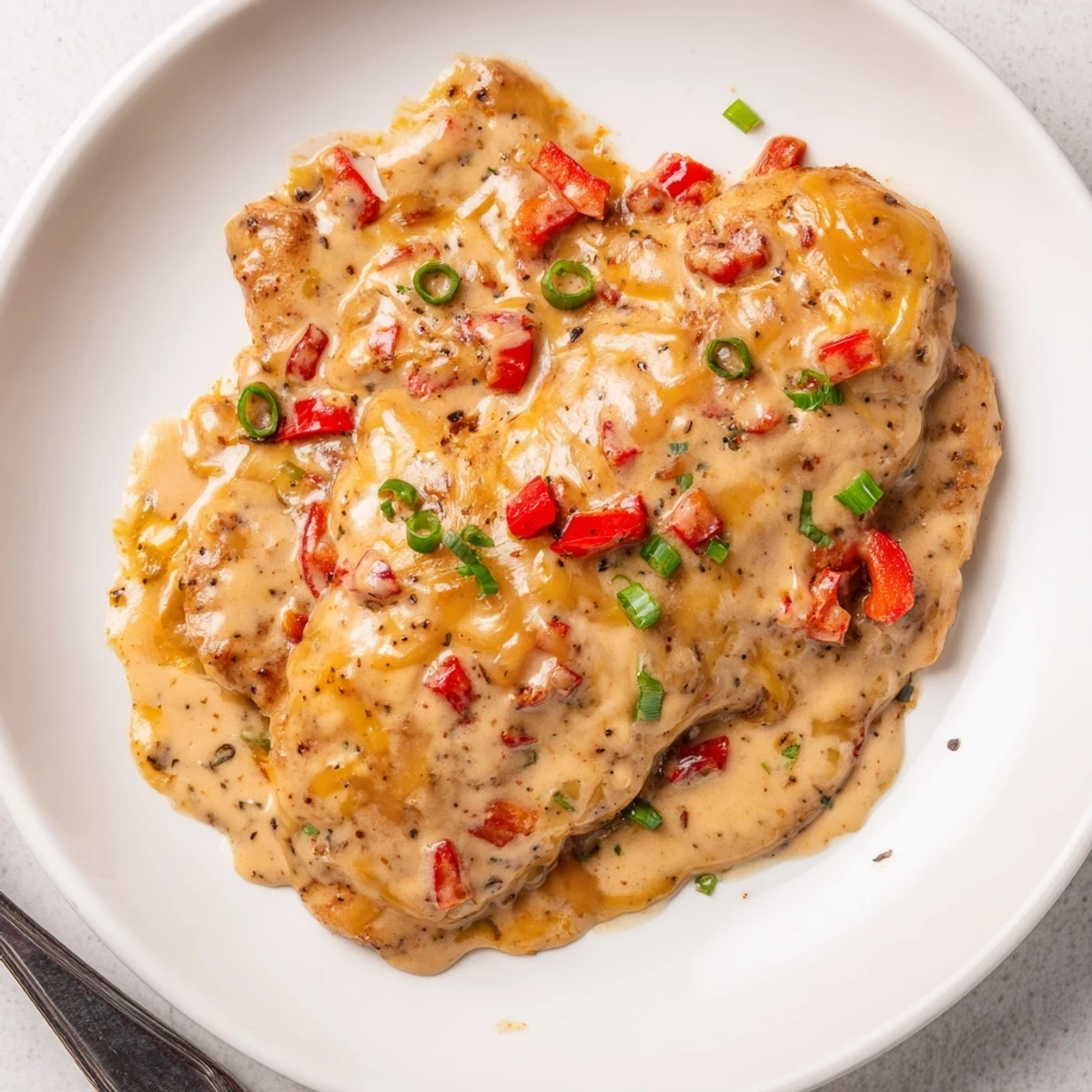 Mississippi Mud Chicken in a creamy smoky sauce, garnished with parsley