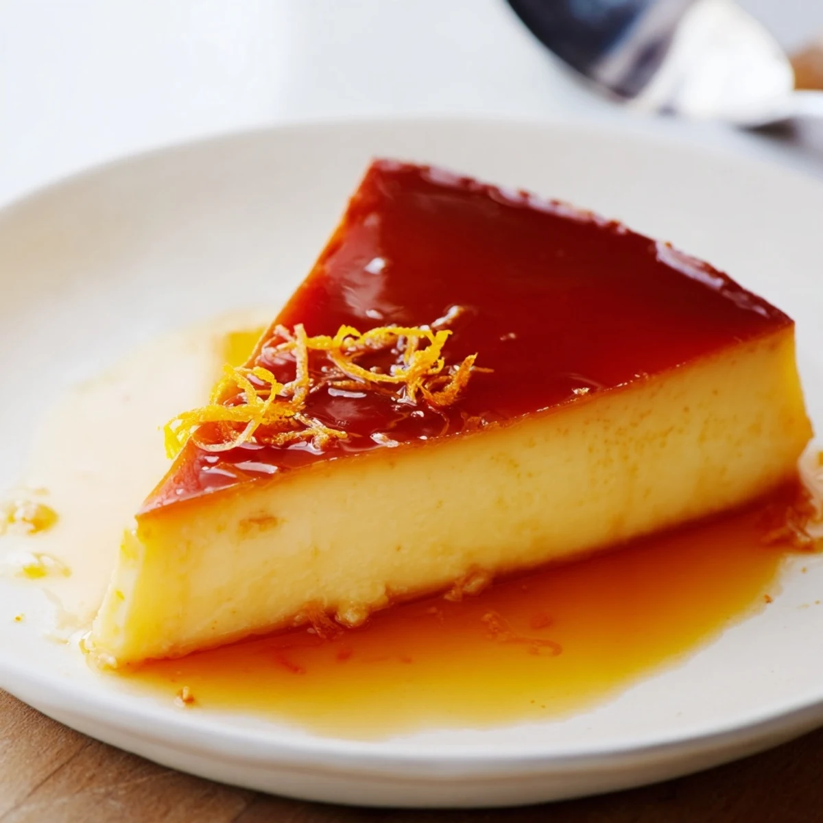 Silky Flan Napolitano wobbling gently from bain-marie, ready to serve
