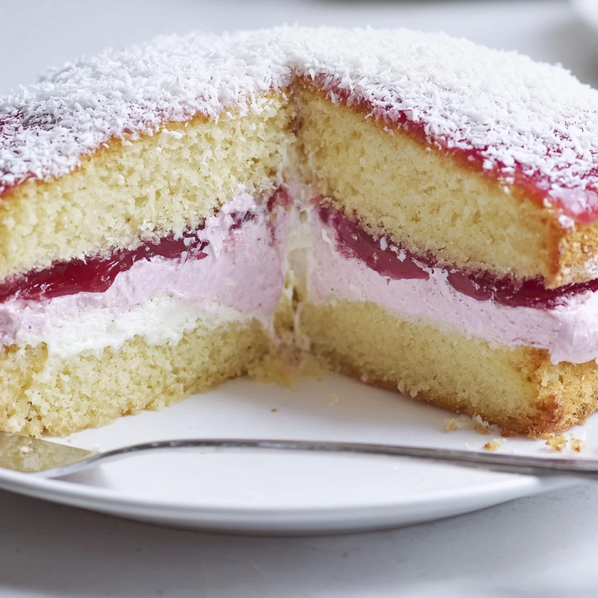 Close-up of Old Fashioned Pink Jelly Cakes glistening with raspberry jelly coating