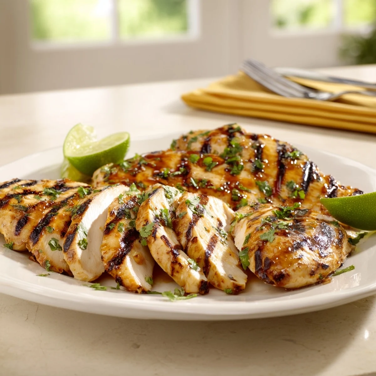 Juicy Key West Grilled Chicken With Tropical Citrus Marinade over coconut rice