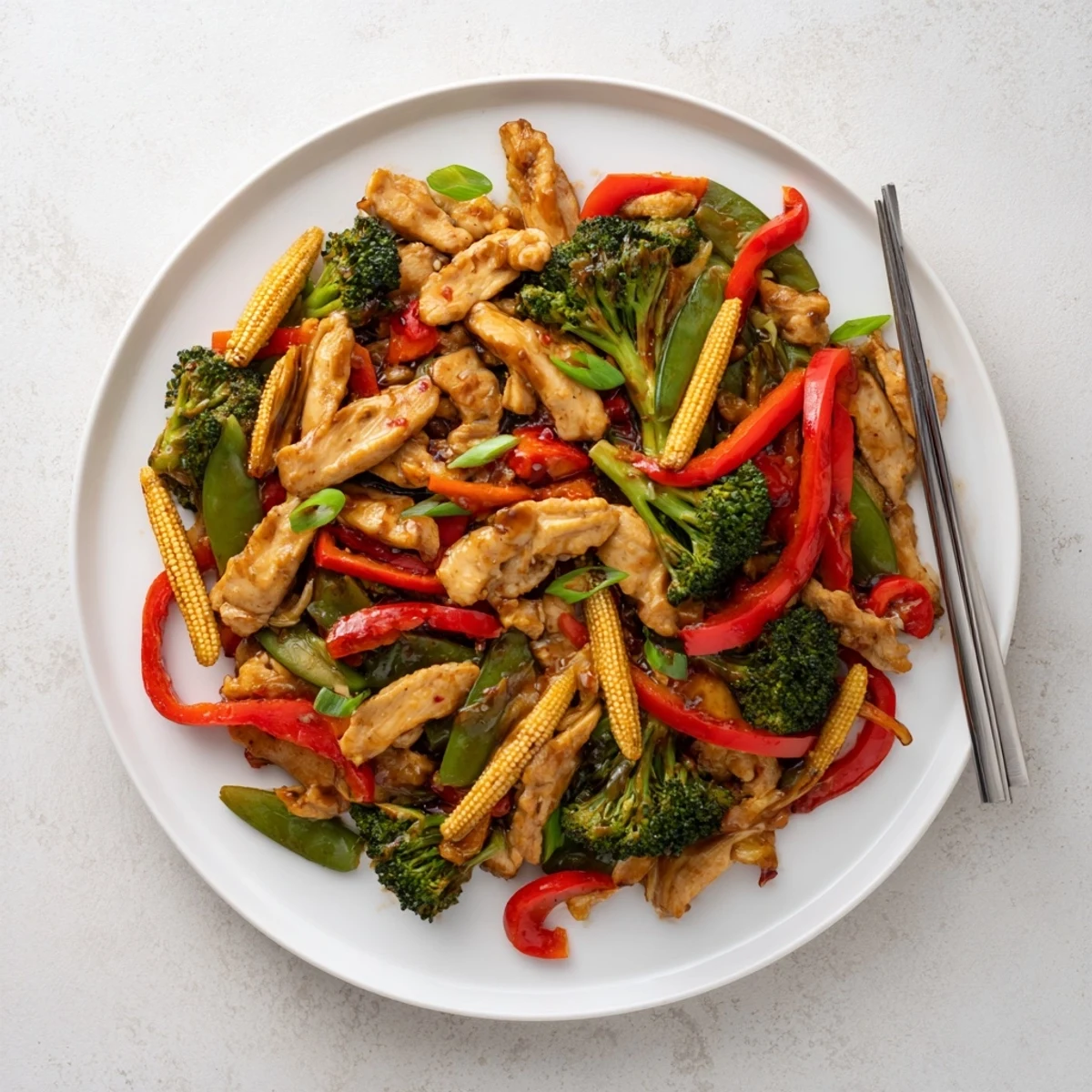 Hunan Chicken sizzling in a wok coated in a rich savory brown sauce