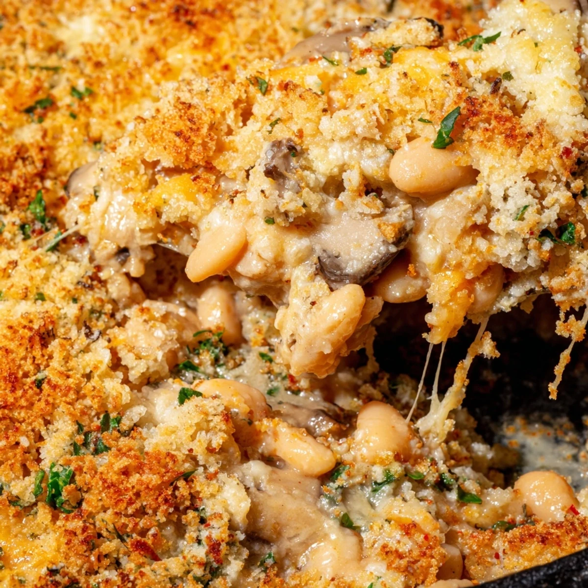 Tender white beans and earthy mushrooms simmer in a rich spiced cream sauce