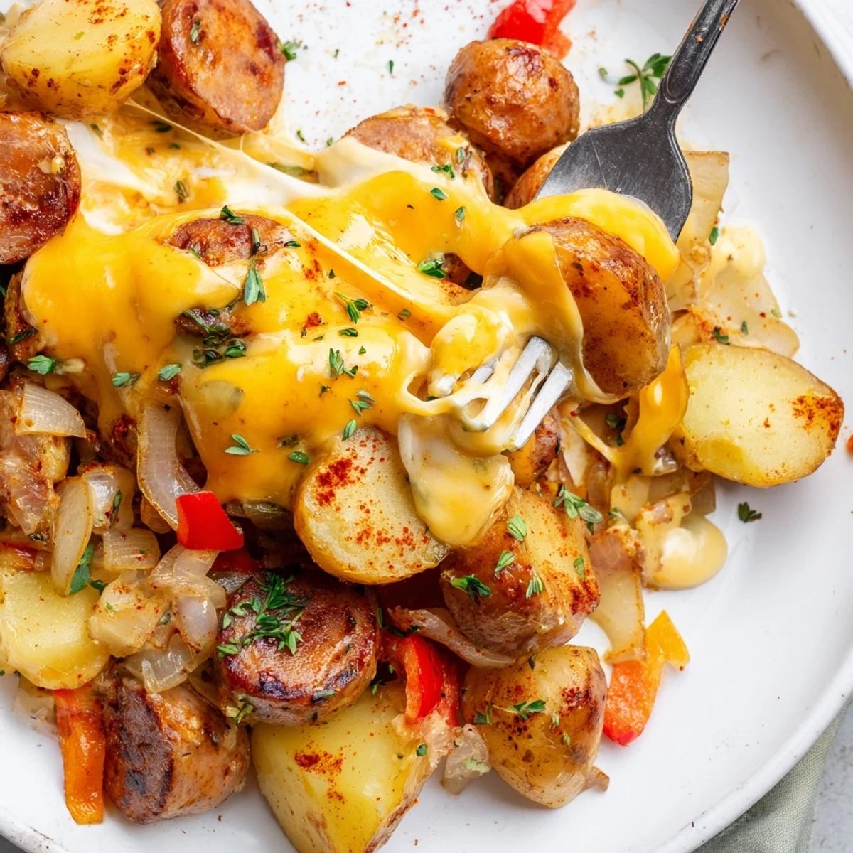 Cheesy Kielbasa Skillet