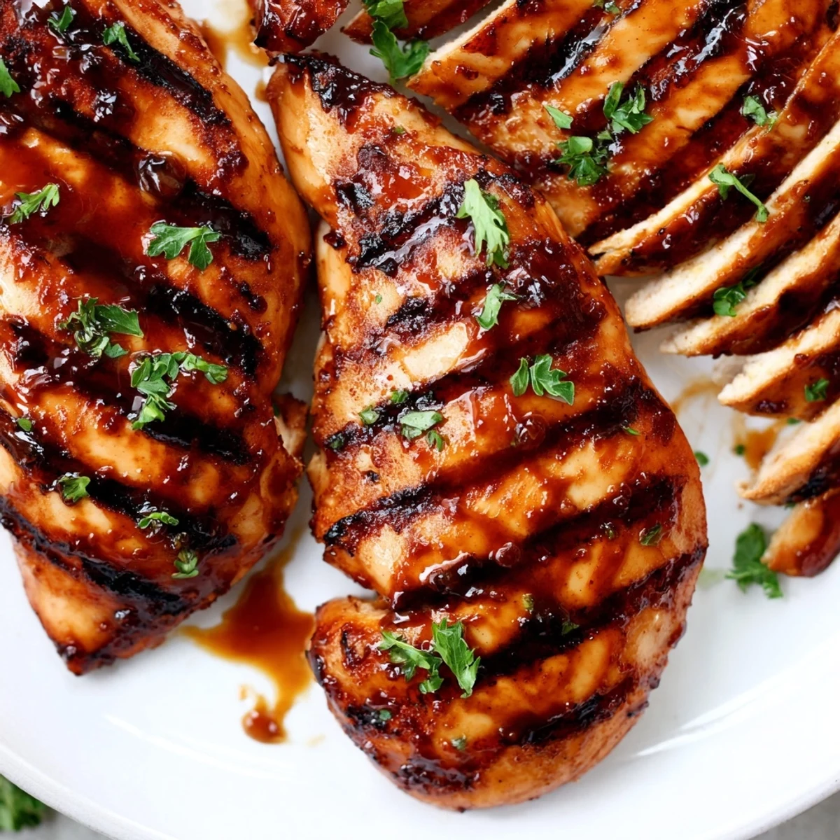 Glossy Coca Cola glazed chicken breast fresh off the grill with grill marks