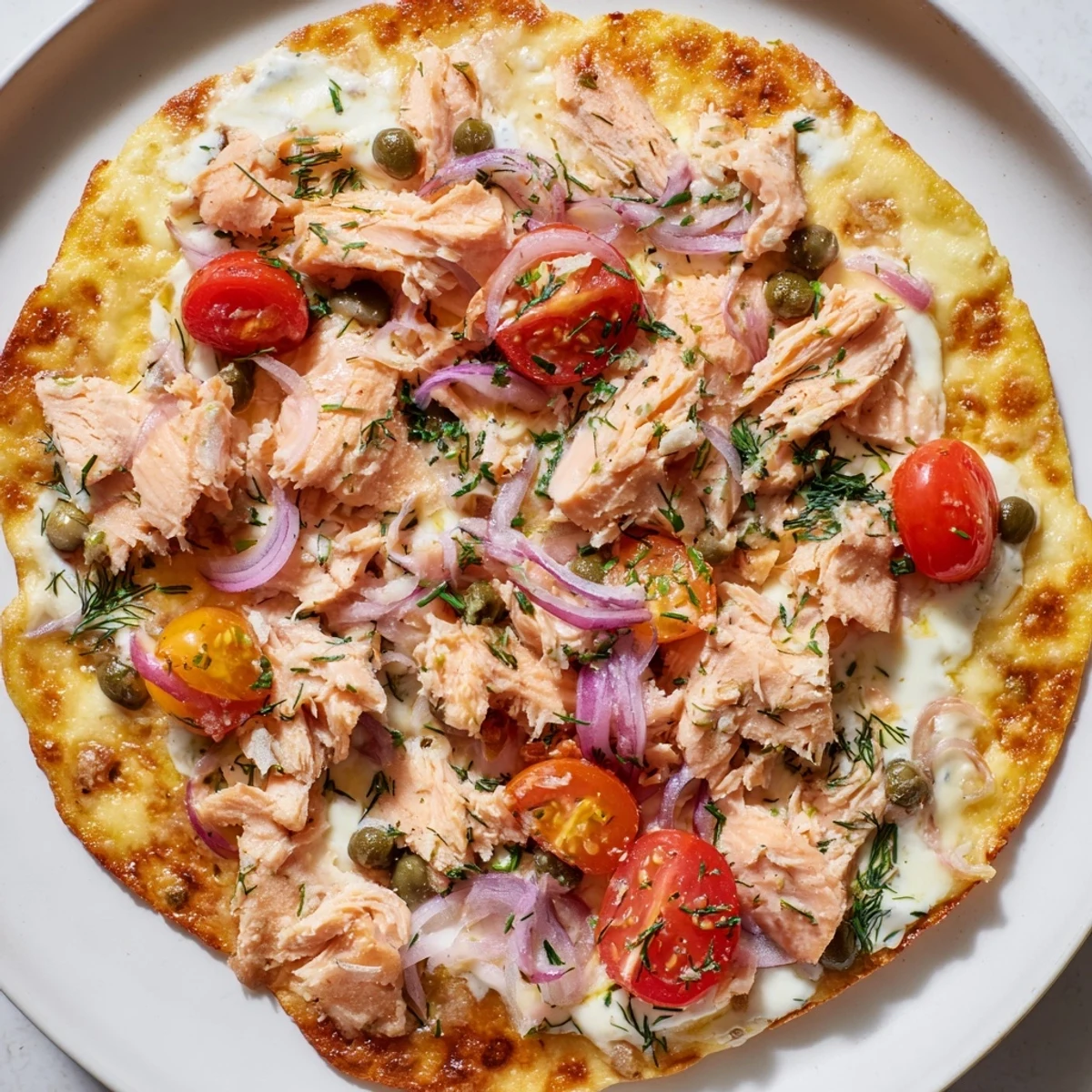 Salmon Tortilla Pizza