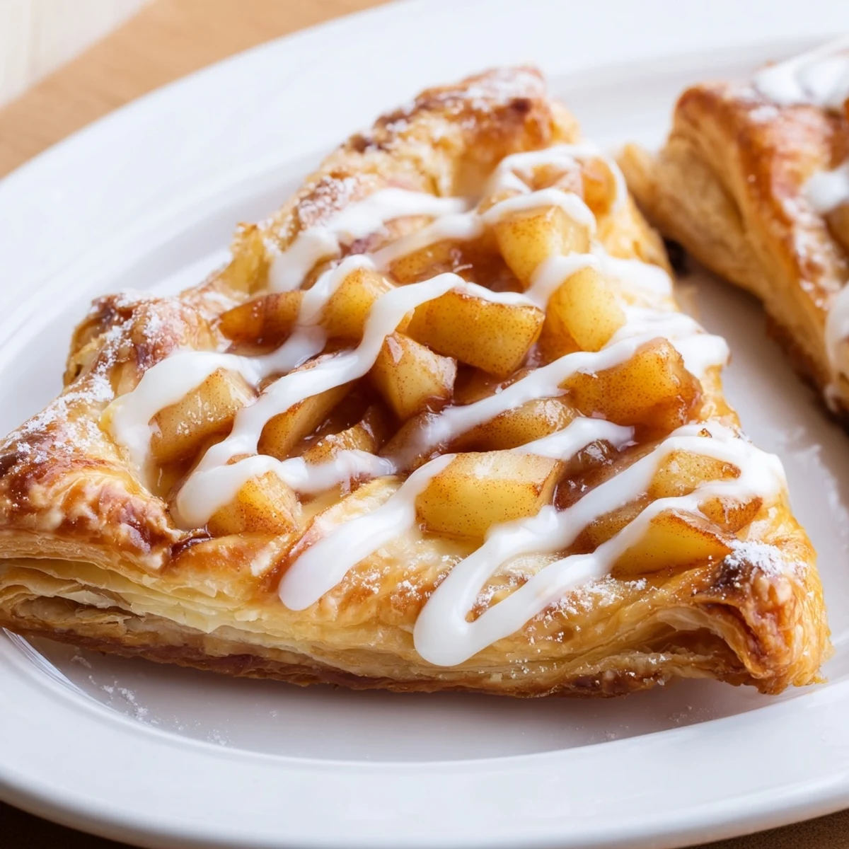 Golden apple cheese danishes with flaky puff pastry and sweet spiced apple filling