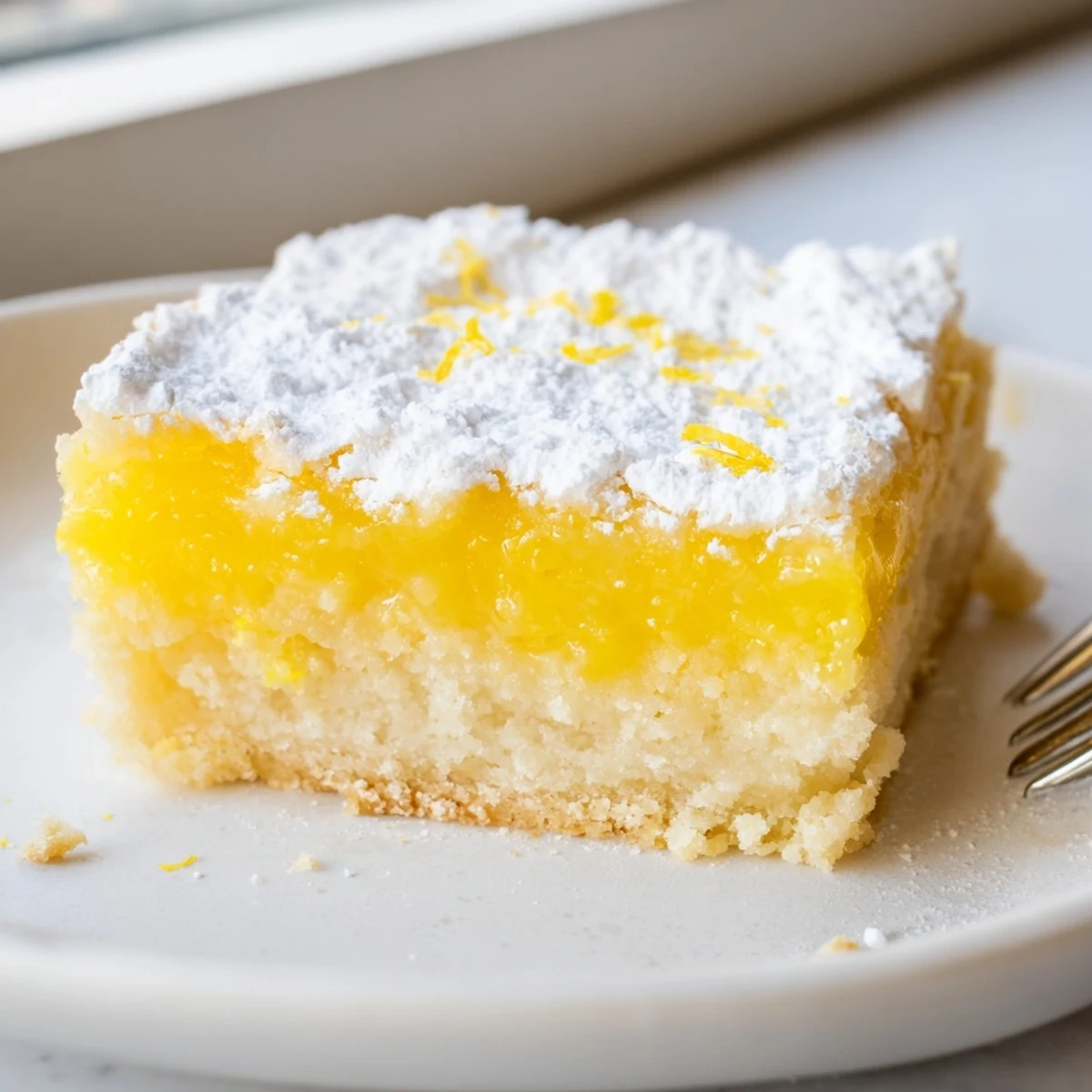 Tangy simple lemon bars topped with a thick layer of sweet powdered sugar