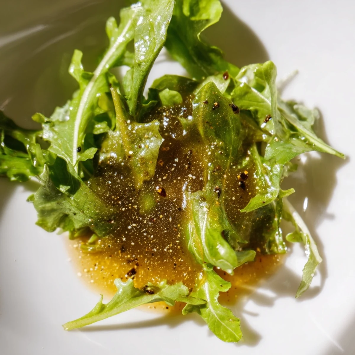 Creamy honey vinaigrette whisked in a glass jar for easy salad dressing.  