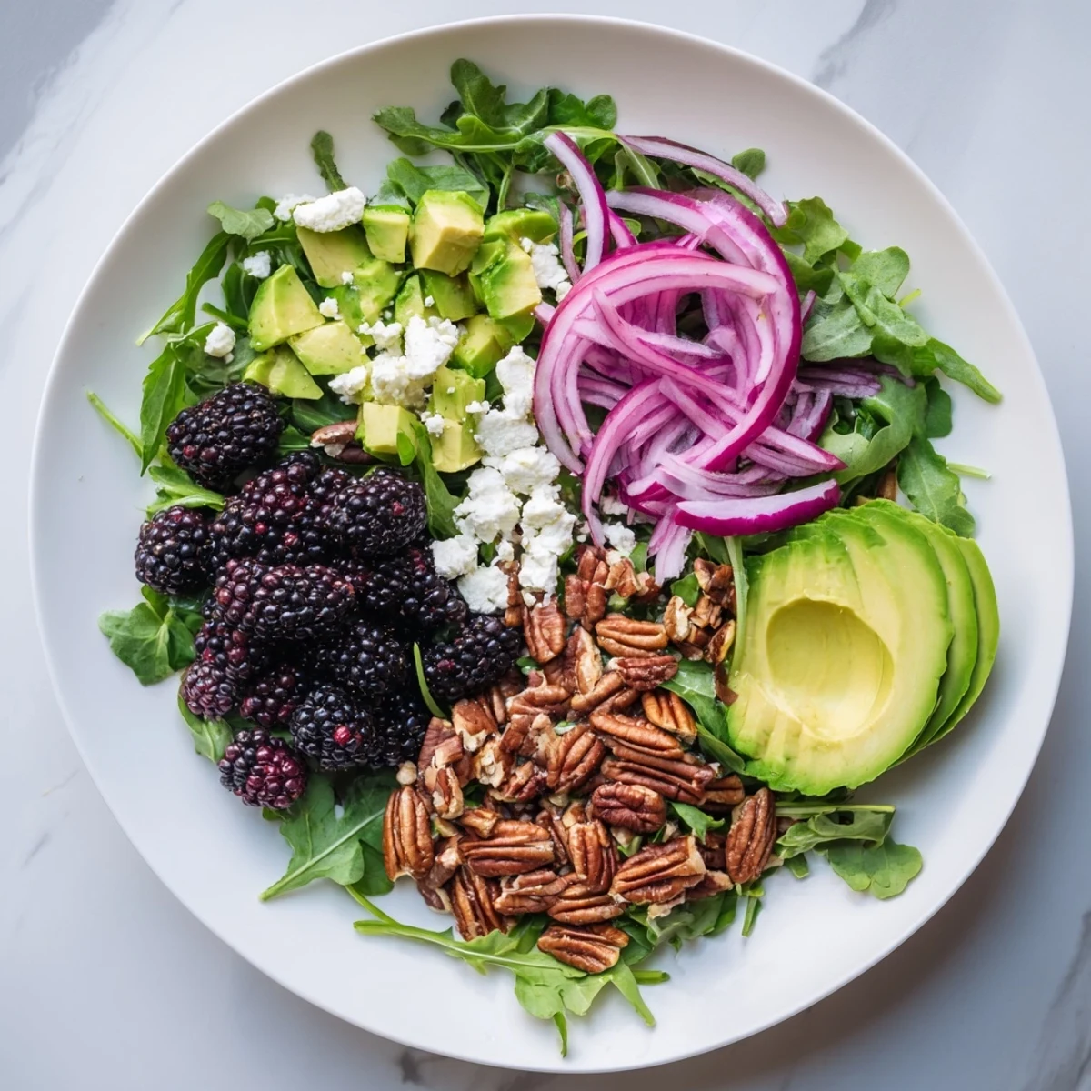 Fresh blackberry avocado salad with creamy avocado, sweet berries, and tangy honey-lime dressing.